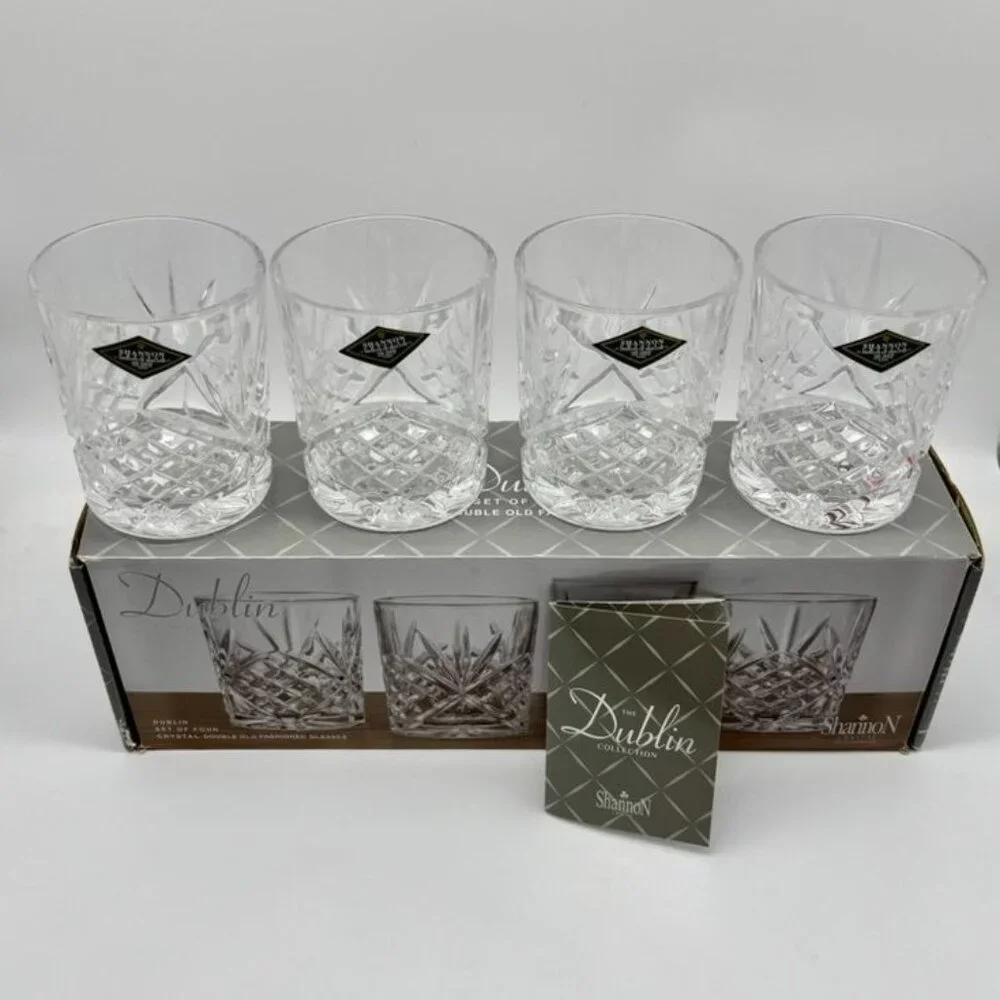 Shannon Crystal by Godinger Dublin Collection Dbl Old Fashioned Glasses Set Of 4 - Picture 15 of 15